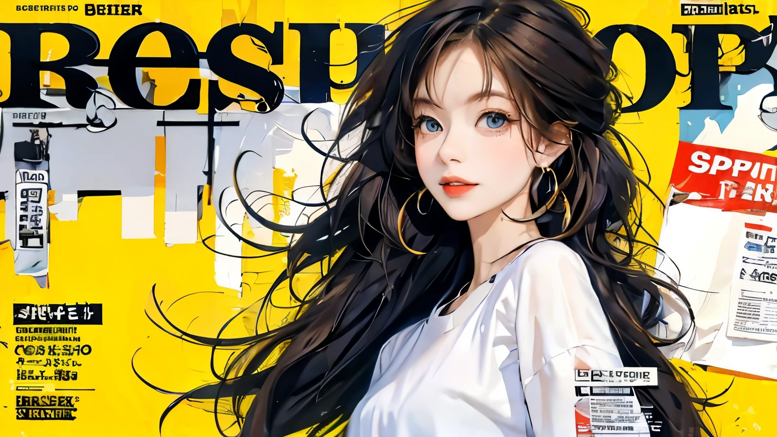 masterpiece, best quality, Spring Clothing, Colorful hair, outdoor, magazine cover ,Upper Body,
