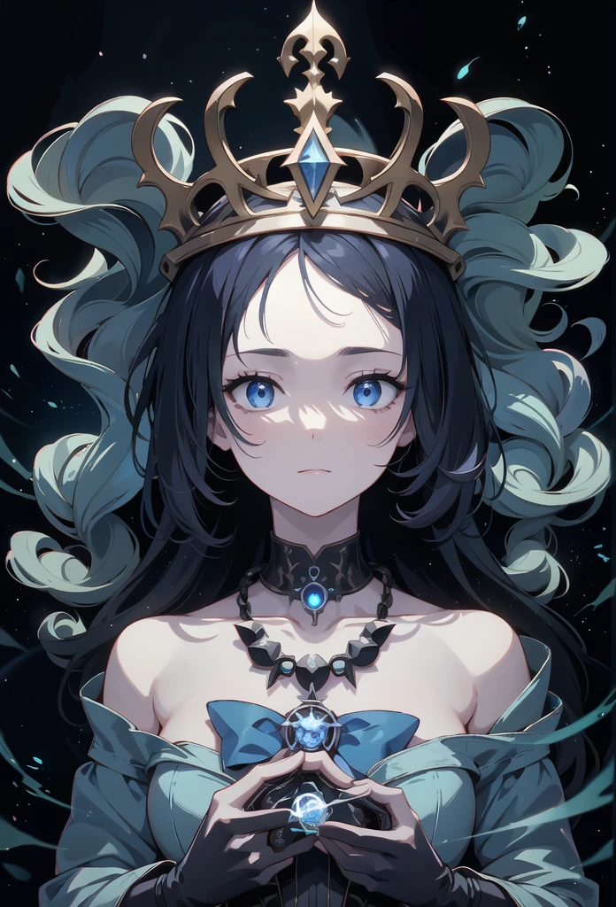 depicts a modern-day witch who has embraced the world of cybernetics to enhance her magical abilities. The artwork should convey the enchanting blend of traditional witchcraft and futuristic technology. Here are some specific elements to include: The Witch's Lair: The setting should be a cozy yet slightly eerie room, filled with magical books, crystal balls, potion ingredients, and antique furnishings. The room should be dimly lit by candles and a soft, mystical glow emanating from her cybernetic enhancements. The Cyborg Witch: The central focus of the artwork is the witch herself. She's a striking figure with a mix of traditional witch attire and cybernetic enhancements. Her clothing should have a witchy, occult aesthetic, with flowing robes, a pointed hat, and an intricate pentagram necklace. Her arms, however, have been upgraded with cybernetic components that incorporate magical symbols and glowing runes. Magical Interface: The witch is in the midst of casting a spell, with a holographic, touch-screen interface floating before her. This interface includes spell incantations, arcane symbols, and digital components, demonstrating her fusion of magic and technology. Spell Ingredients: On a nearby table, there should be a collection of spell ingredients, like herbs, potions, and magical artifacts. Some of these items may have been modified with cybernetic enhancements, blurring the line between the natural and the technological. Familiar: The witch's familiar, perhaps a cat or raven, should be present in the scene, serving as her magical companion. The familiar could also have subtle cybernetic enhancements or glowing eyes. Glowing Runes: The room should be adorned with ancient symbols and glowing runes on the walls and floor, contributing to the magical atmosphere. Aetherial Lighting: Use a combination of mystical, ethereal lighting and cybernetic glows to create a captivating interplay of light and shadow. The contrast between the tradit