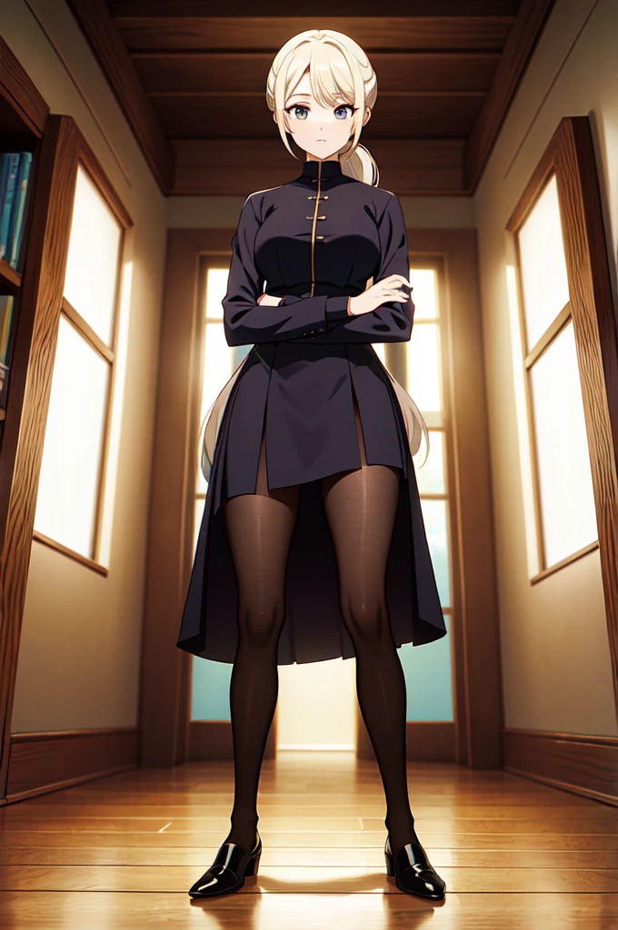 masterpiece, 32k, extremely detailed, finely detail, intricate details, 
BREAK
(absurdres:1.1, highres:1.1, ultra detailed:1.1),
insanely detailed, absurdres, 
(high resolution:1.1, ray tracing:1.1, refraction:1.1)
(1 female, solo:1.3), 
BREAK
perfect symmetrical face, pony tail, ((ロングスカート)), ((ベージュのカーディガン))
BREAK
(((full body))), standing, 
BREAK