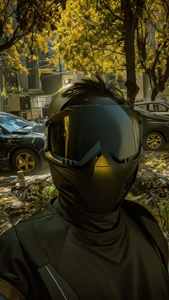 (rain:1.3), Dark theme, dark clouds, Thunder and Lightning, Realistically, Complex 3D renderings are ultra-detailed, Best quality, masterpiece, Ultra-high resolution, cowboy镜片, (Realistically:1.4), RAW photos, Official Art, (Close-up cleavage, Surface Focus:1.5), Complex background, , Vague, atmosphere, from the side, Dynamic Angle, ((Two-handed Armor)), Golden glow, Cyber Helmet, Giant mecha, , armor, Robotic Arm, change,no-humans,(Wearing a tattered cloak),Standing in the ruins of the old square after the Fallout War,Damaged buildings everywhere,Gunsmoke,Carol,Leading,cowboy