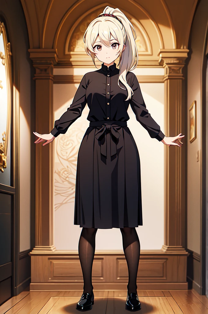 masterpiece, 32k, extremely detailed, finely detail, intricate details,
BREAK
(absurdres:1.1, highres:1.1, ultra detailed:1.1),
insanely detailed, absurdres,
(high resolution:1.1, ray tracing:1.1, refraction:1.1)
(1 female, solo:1.3),
BREAK
perfect symmetrical face, pony tail, ((ベージュのカーディガン))
BREAK
(((full body))), standing,
BREAK