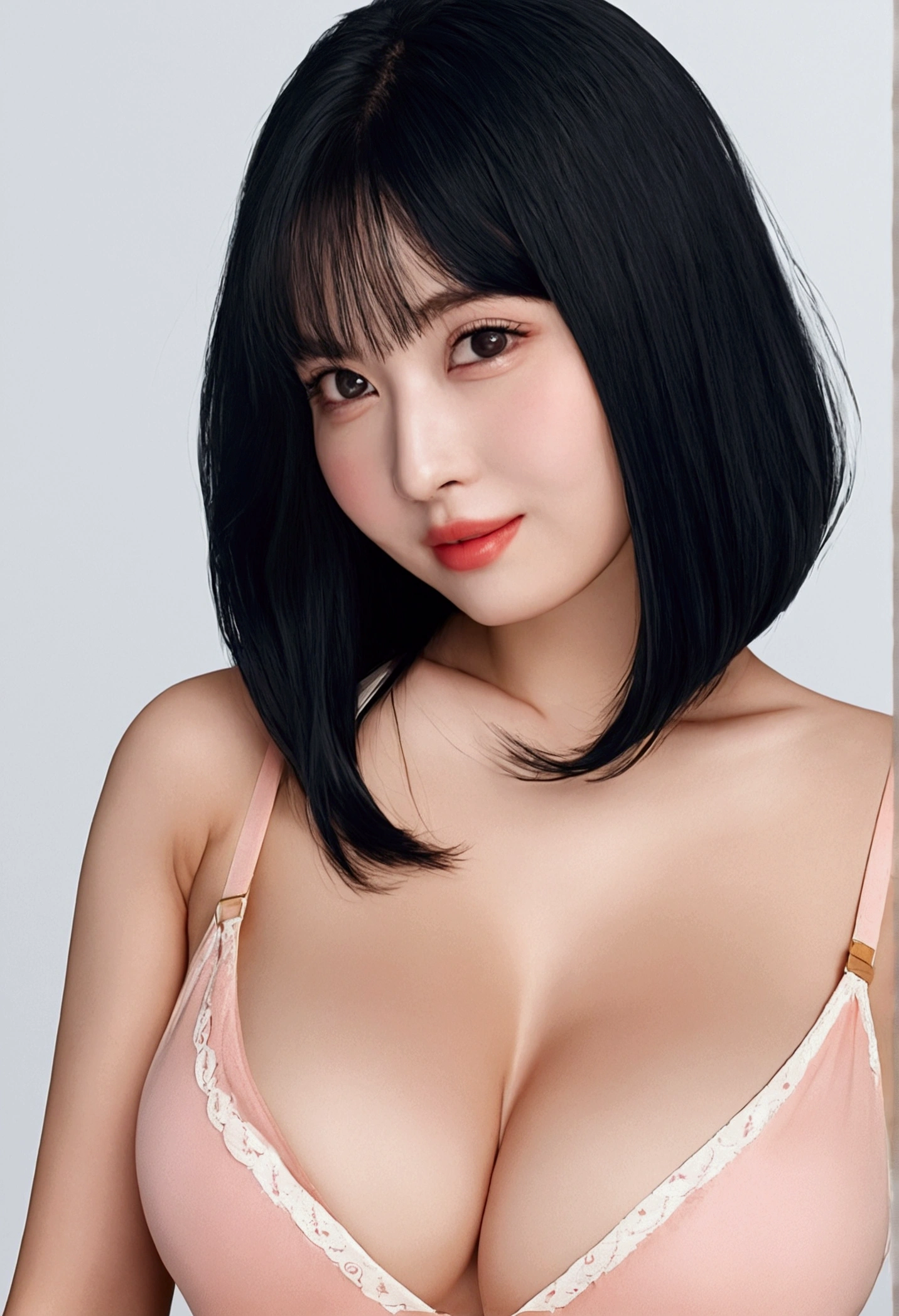 high resolution，masterpiece，twice，peach，Black Hair，Bob，naked，up，Perfect Face，Big Breasts，Firm stomach，Big Ass
