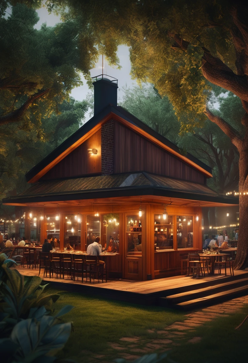 wild Creole grill among trees with friends and wine, ultra realistic