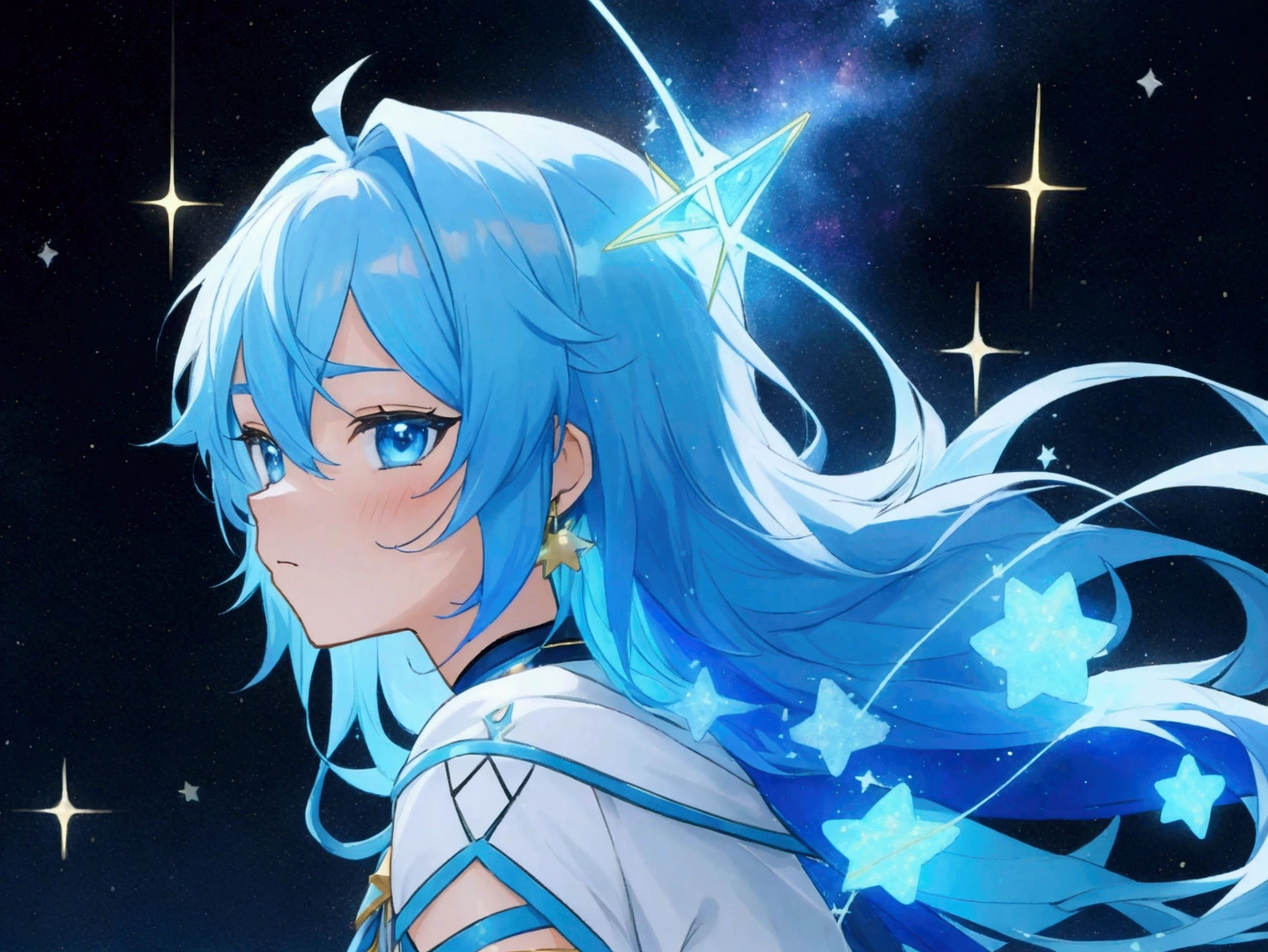 Gemini constellation in human anime character style, have magic power