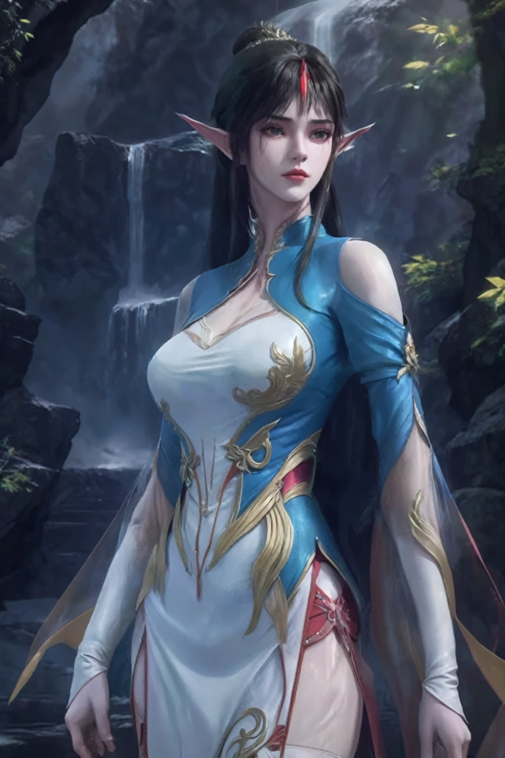 A woman in a white dress、Close-up of woman holding sword, alluring Elf Princess knight, beautiful and elegant Fairy Queen, Inspired by Lan Ying, portrait of an Fairy Queen, Extremely detailed Artgerm, an Fairy Queen, Beautiful elf in gorgeous robes, Beautiful and elegant female elf, Fairy Queen, Elf Princess, aly fell 和 artgerm