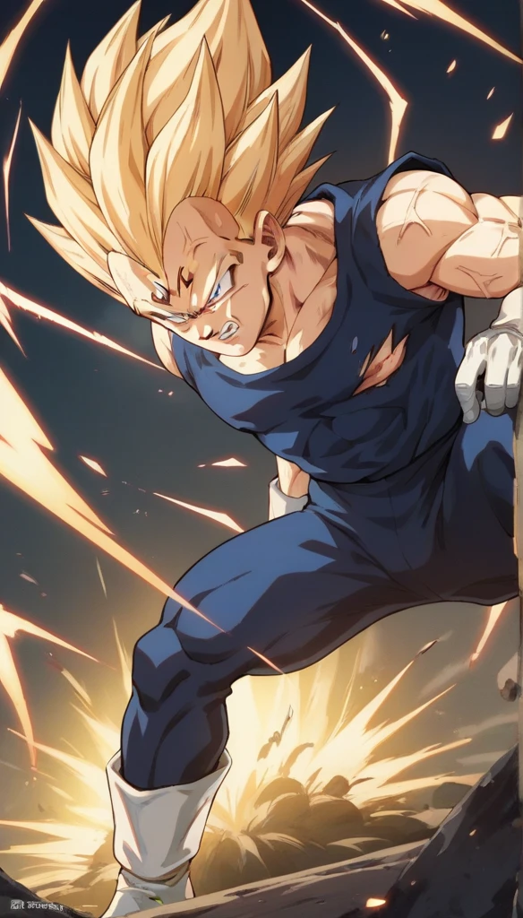 score_9, source_anime, score_8_up, score_7_up, detailed background, 1boy, solo, , blast, explosion in background, dramatic lighting, explosion lighting,  Majin dramatic lighting, dynamic pose, dynamic composition, action scene, action pose, angry, High Resolution, 