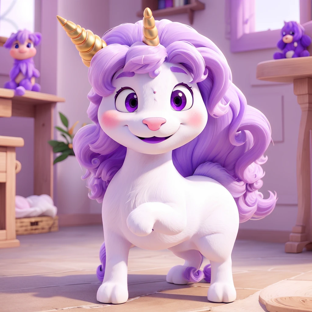 cute white unicorn with purple manes 