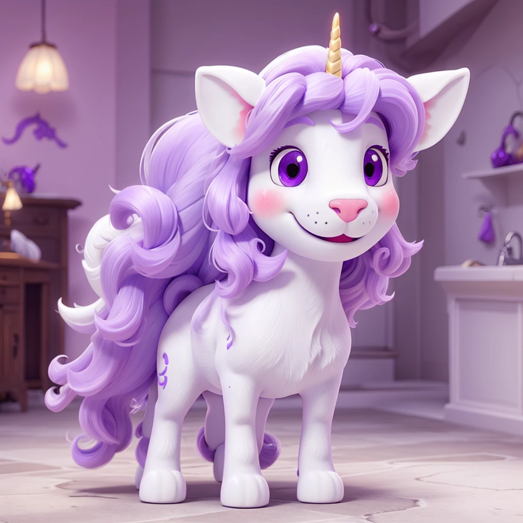 cute white unicorn with purple manes