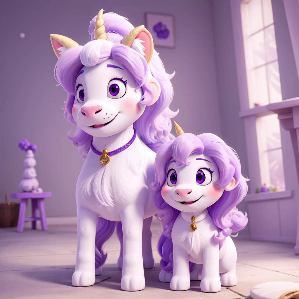 cute white unicorn with purple manes