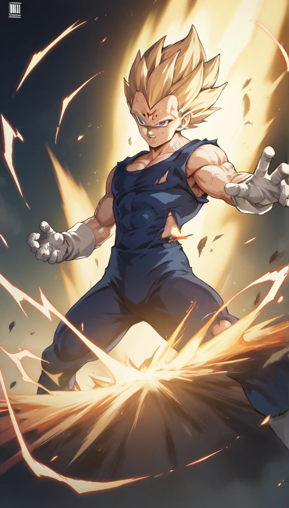 score_9, source_anime, score_8_up, score_7_up, detailed background, 1boy, solo, , blast, explosion in background, dramatic lighting, explosion lighting,  Majin dramatic lighting, dynamic pose, dynamic composition, action scene, action pose, angry, High Resolution, 