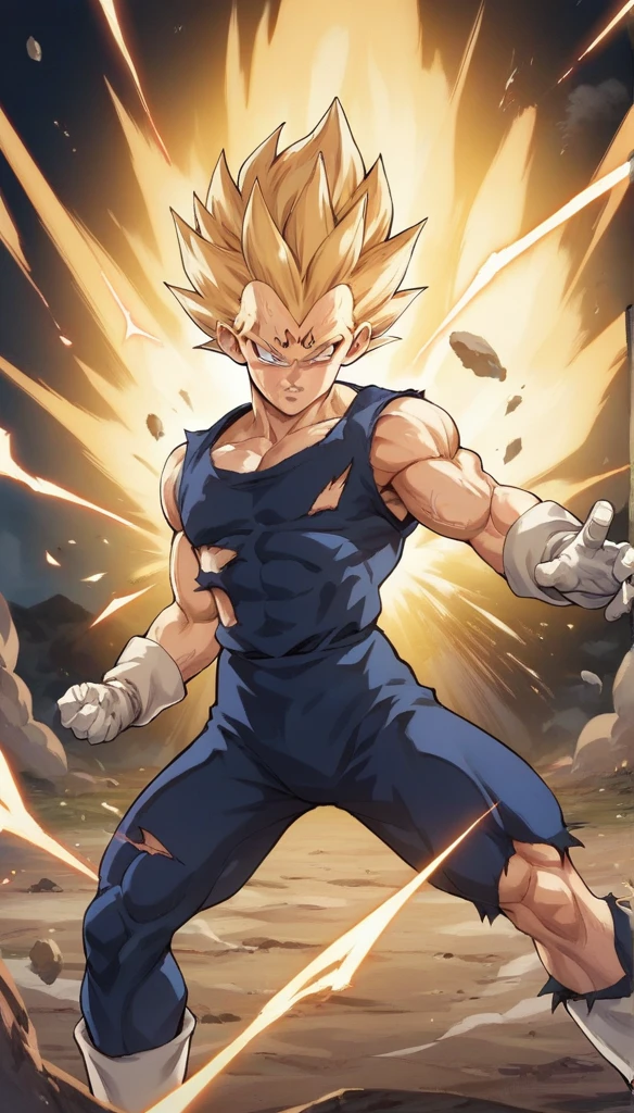 score_9, source_anime, score_8_up, score_7_up, detailed background, 1boy, solo, , blast, explosion in background, dramatic lighting, explosion lighting,  Majin dramatic lighting, dynamic pose, dynamic composition, action scene, action pose, angry, High Resolution, 