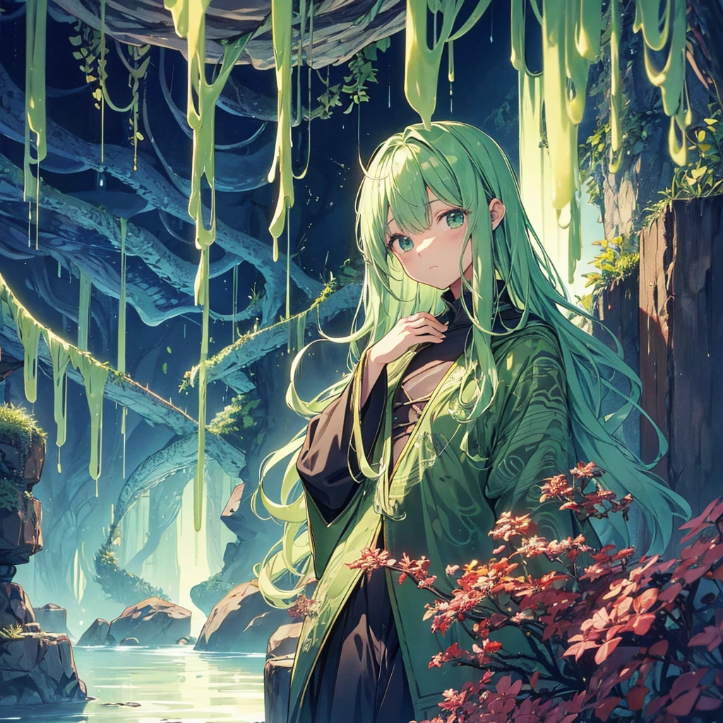 Tentacles、Tentaclesの魔物、Inside the cave、I'm damp、何本ものTentacles、Wavy、Feeling unwell、green、that&#39;Slimy、At the mysterious lake、muddy lake、greenの湖、greenの水、Water Drop、constrained