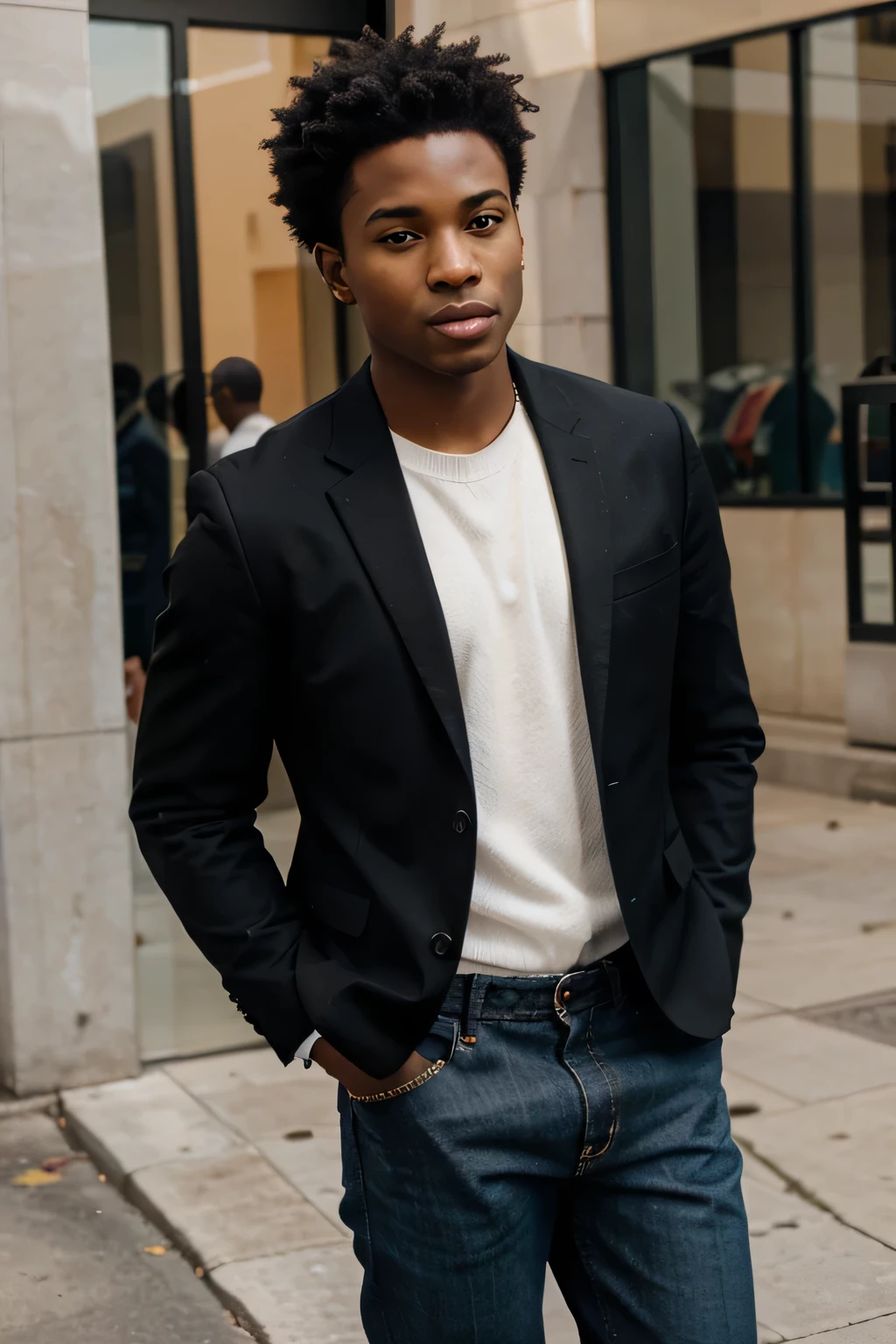 A young black American boy looking stunning and stylish 