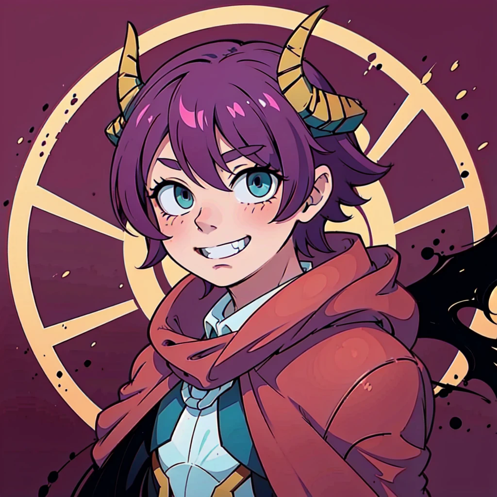 Pink short hair boy、Turquoise eyes、((Deformation))、Bust-up configuration、Laughter、For icons