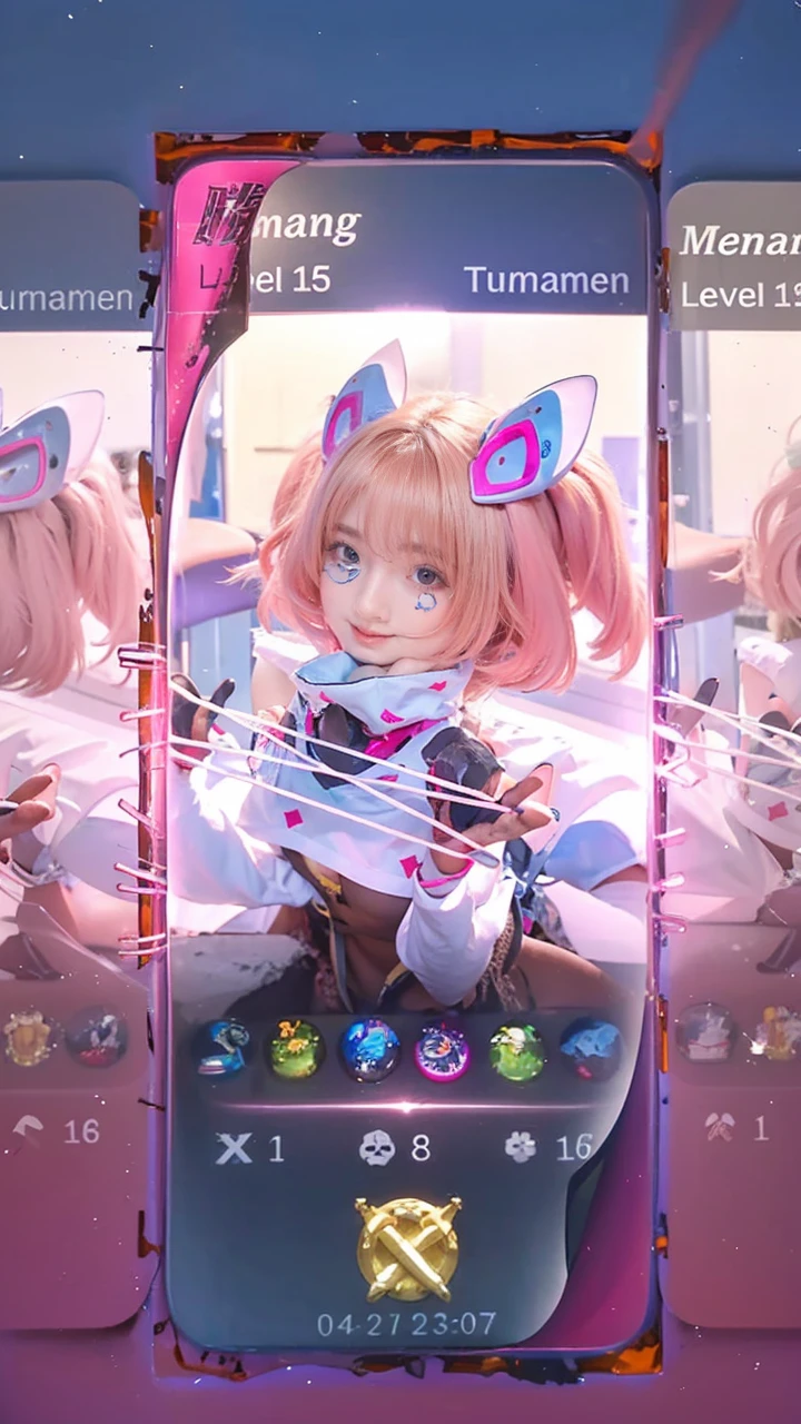 21yo girl, pink hair, (twintail Hair). Bitting her lower lip while closing her eye,Wearing white oversize t-shirt,, show shoulders, cleavage, show big thigh, natural big brseast,hands holding breasts,plumpy body, doggy pose