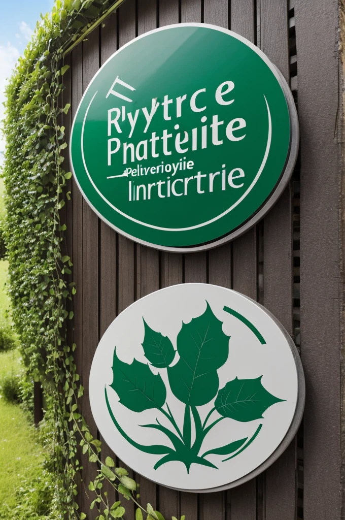 Logo avec le mot physis en vert au centre inspiré de la nature et du recyclage plastique