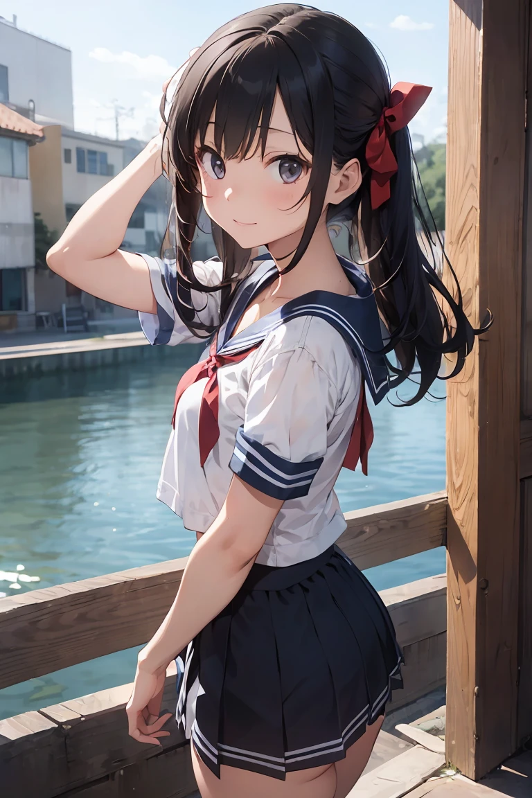 ((((, , perfect anatomy, super detailed skin)))), 1 girl, japanese, , shiny skin, large breasts:0.5, watching the view, (smile:1.5),
beautiful hair, beautiful face, beautiful detailed eyes, (long hair:1.4, twintails:1.7), blond hair, beautiful clavicle, beautiful body, beautiful chest, beautiful thigh, beautiful legs, beautiful detailed fingers, five fingers, babyface, , breast, mole under eye,
((navy school uniform, short sleeves, navy pleated skirt, sailor collar, extremely sexy, , white panties, thong, crotch, seductive thighs, camel toe)),
(beautiful scenery), evening, , (lake), standing,
(8k, top-quality, masterpiece:1.2, extremely detailed, , ), (photorealistic), beautiful illustration, cinematic lighting,