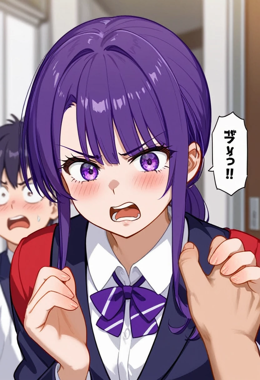 NSFW,Hololive,Towa Tokoyami,school uniform,Are standing,leaning forward,Hand in hand,（Ahegao:2）,Cumming face,Sweat,1 male,have sex,Towa Tokoyamiが後ろから男性にちんこを挿入される,background:love hotel,4K