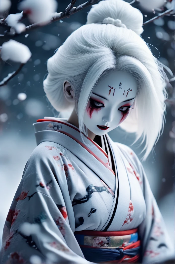 8k,Horror movie photos,Snow Woman,Dressed in kimono,Beautiful white hair vignette, Very detailed, High budget, Bokeh, CinemaScope, Sulky, amazing, nice, Film Grain, Creepy, Anxious, dark, Creepyな, Suspenseful, strict, Very detailed
情報