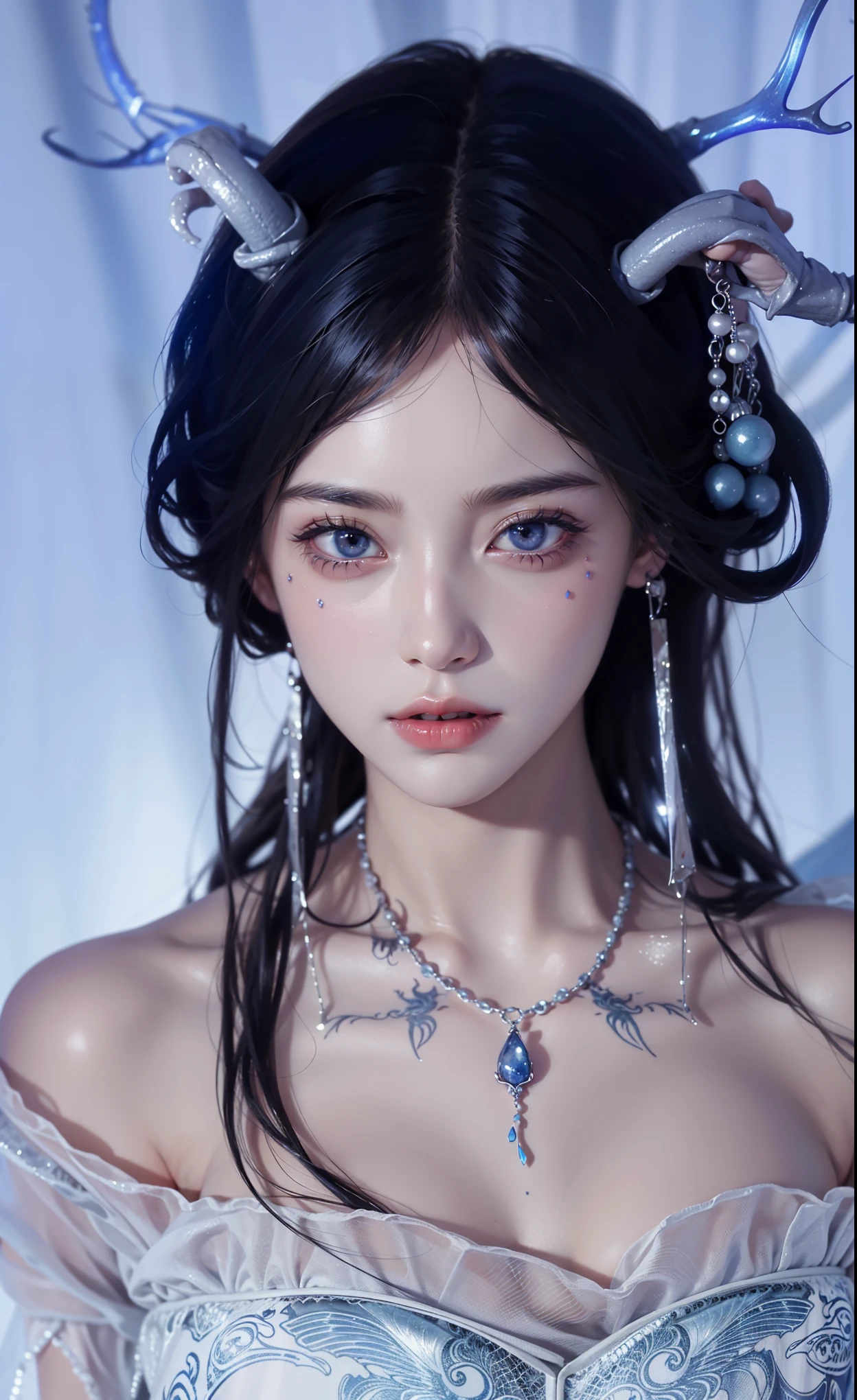 Detailed image quality，Pandora the Witch，wing, Succubus Theme，堕落Angel，Excellent，scary，Secret Terror，Tentacles，With eyes，Uncanny Valley Effect，Beast Blood Moon，skeleton，vampire，Hellfire，Dark Queen，Angel，magician magic witch，16岁Angel，Eyes are blue(Pupils as deep as the starry sky)，Gorgeous tattoo designs all over the body，Tattoo Queen，Dragon Girl