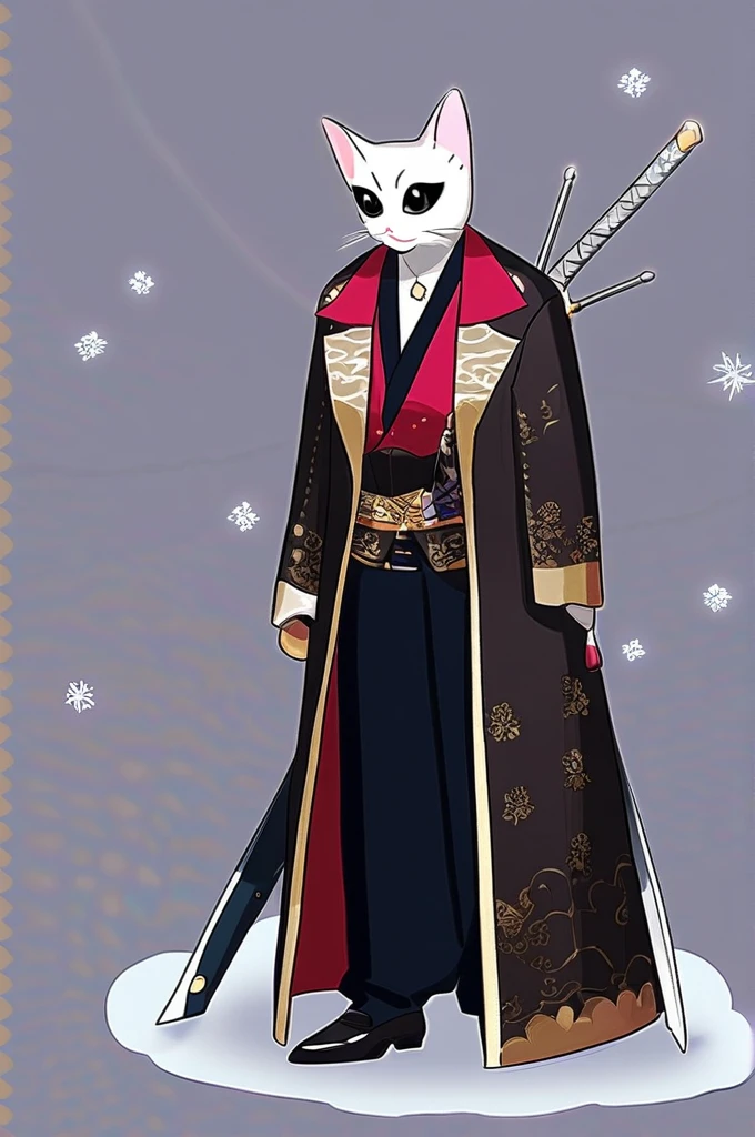 ((Лучшее качество)), ((шедевр)), (подробный), An assassin cat with two one-and-a-half swords in yakuza clothes