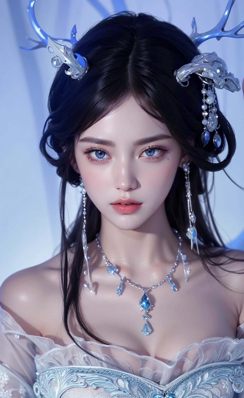 Royal sisters,Exquisite eyes,Frozen queen,Put the crown on your head,Detailed facial expressions body,tall and big,Glamorous characters,Leg length,4K,HD,Sensual,White translucent lace,白皙Full figure,Little cherry mouth,Beautiful and lovely,Full figure,Glossy Gel Coat,Vampire Queen in luxurious gown,Have a tattoo(Intricate tattoo designs),Ice Princess,Rich facial details,16 Year Old Angel,Eyes are blue(Pupils as deep as the starry sky),Wear silk cheongsam,