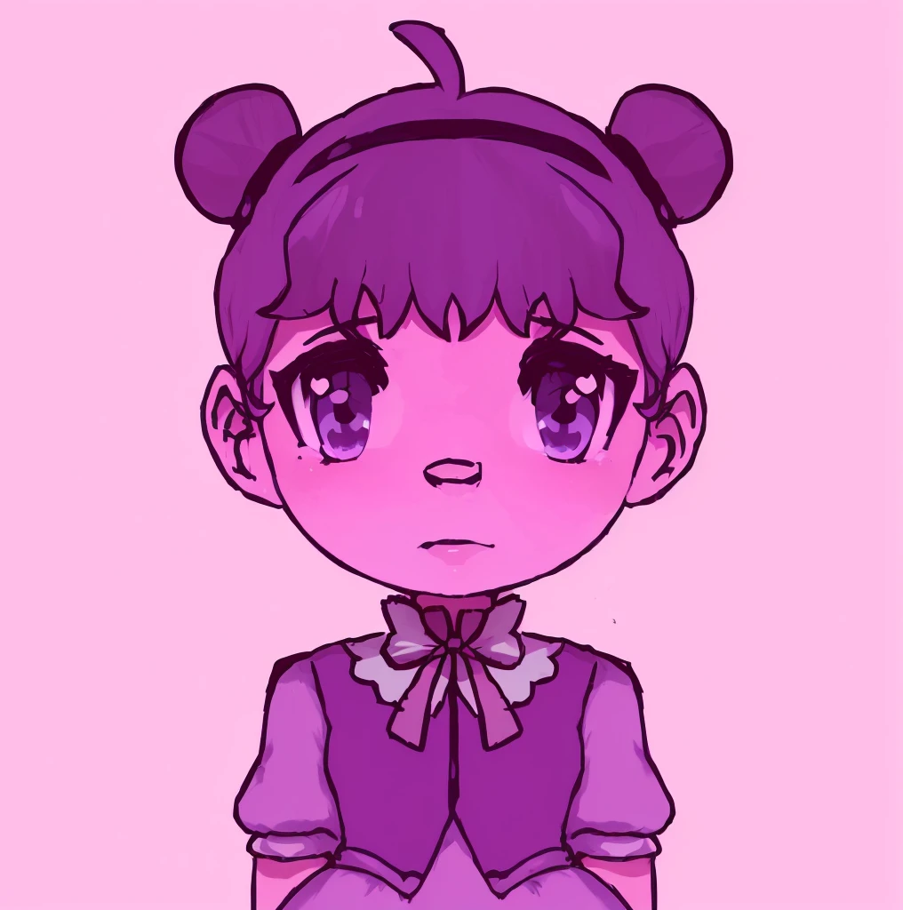 cartoon girl with purple hair, a purple dress and a bow, Moe anime art style, I will tear from the overlord, anime style flat shading, in an anime style, anime style character, magical girl portrait, , an anime girl, anime style portrait, yandere gapmoe, cartoon character, kill, stylized anime