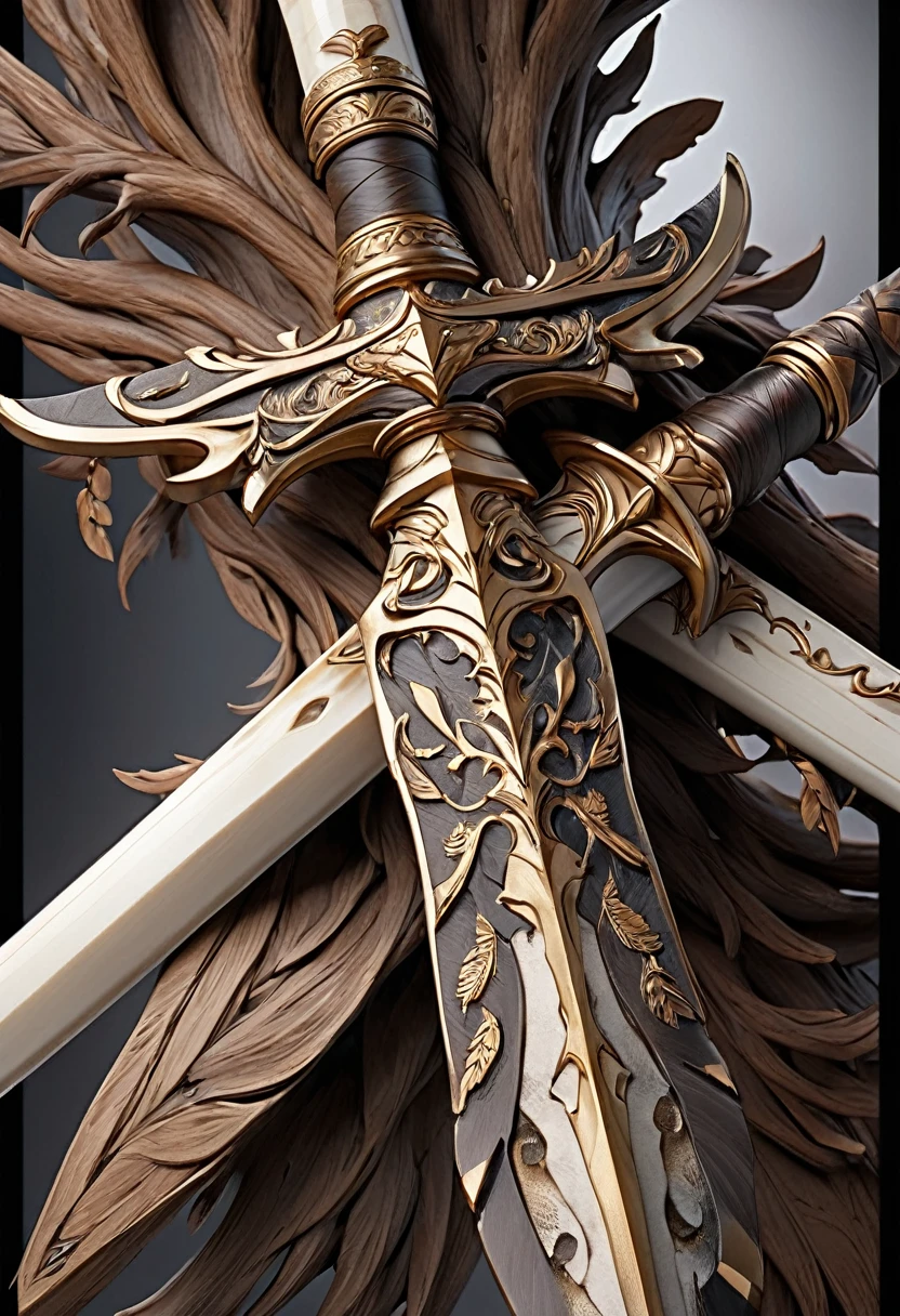 masterpiece, 8k, best quality, highly detailed, a spear weapon made of bone & brown steel with a tree like appearance