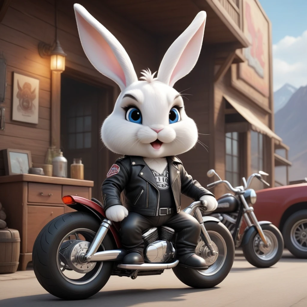 cartoon of (a tough rebel bunny dressed as a biker gang, leather jacket, Mohican:2.5), looking ahead at viewer, Symmetrical, chromatic fantasy, highy detailed, 8k, digitalpainting, oil painting, illustration, conceptual artwork, sharp focus, volumetric lighting, epic composition, CG Society, art station
