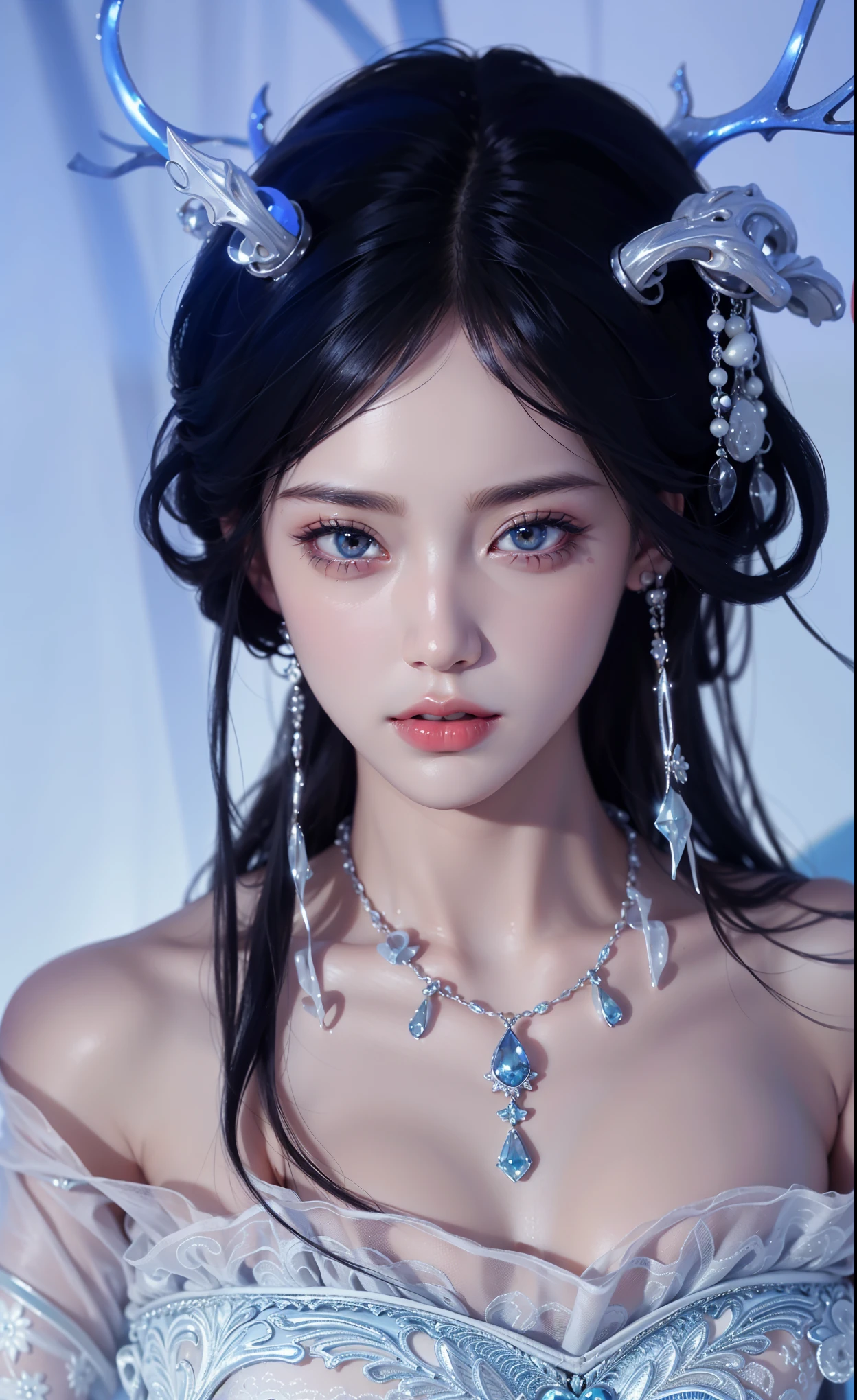 Royal sisters,Exquisite eyes,Frozen queen,Put the crown on your head,Detailed facial expressions body,tall and big,Glamorous characters,Leg length,4K,HD,Sensual,White translucent lace,白皙Full figure,Little cherry mouth,Beautiful and lovely,Full figure,Glossy Gel Coat,Vampire Queen in luxurious gown,Have a tattoo(Intricate tattoo designs),Ice Princess,Rich facial details,16 Year Old Angel,Eyes are blue(Pupils as deep as the starry sky),Wear silk cheongsam,