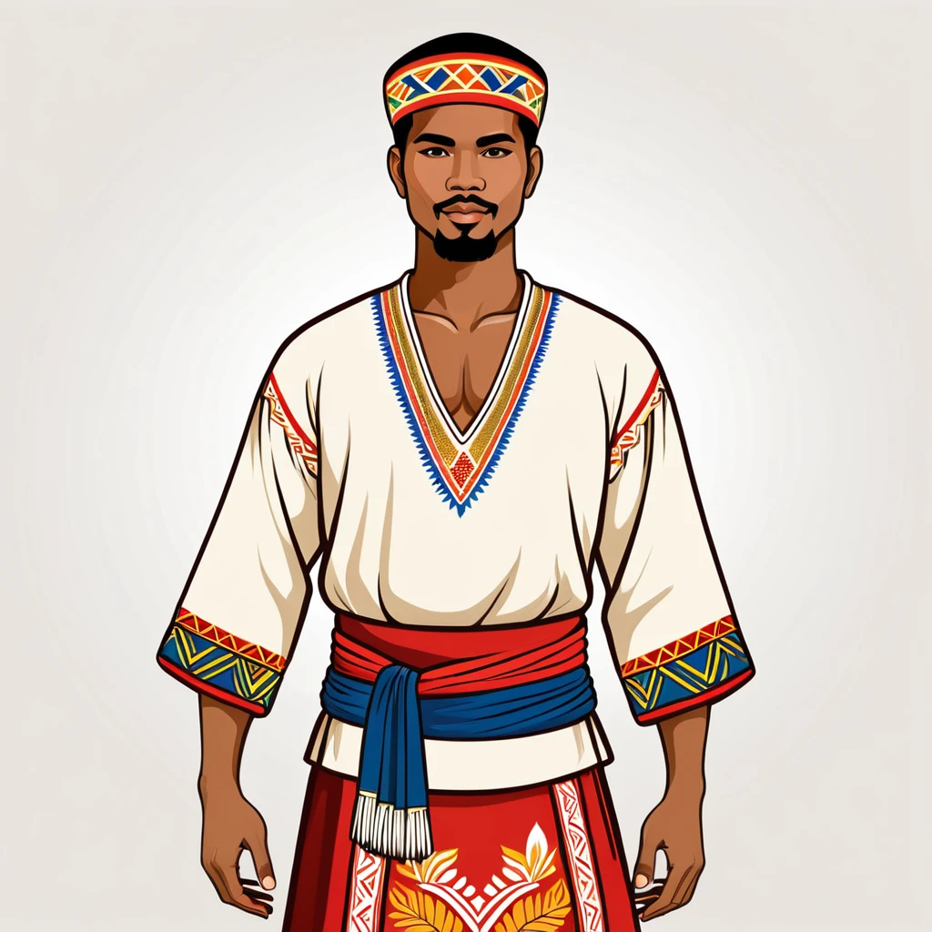 man in philippines folk outfit, vector graphics, strong contours
