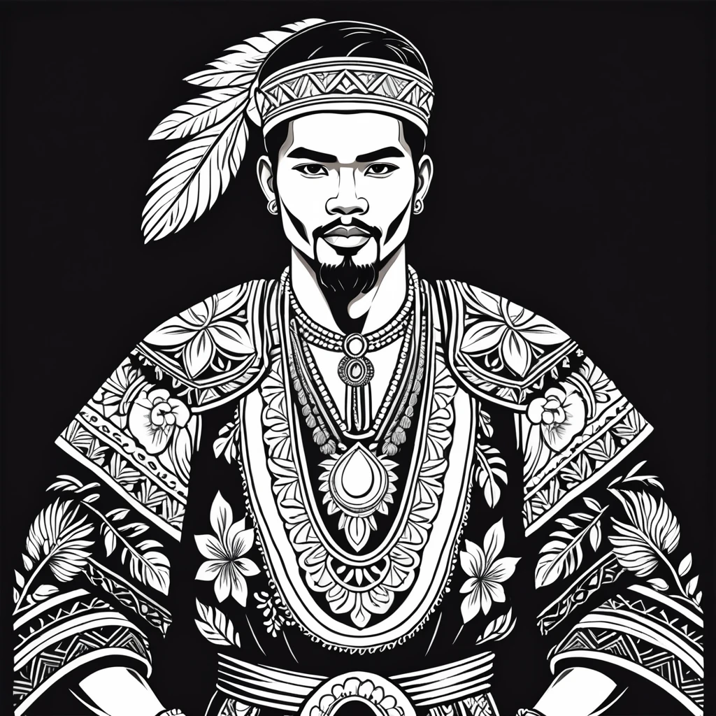 man in philippines folk outfit, vector graphics, strong contours