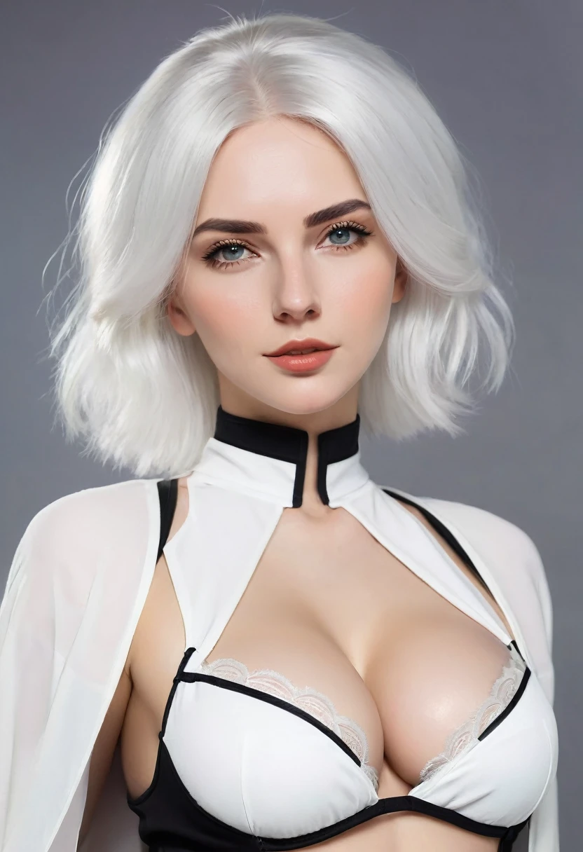 White hair,Big breasts,DBSM