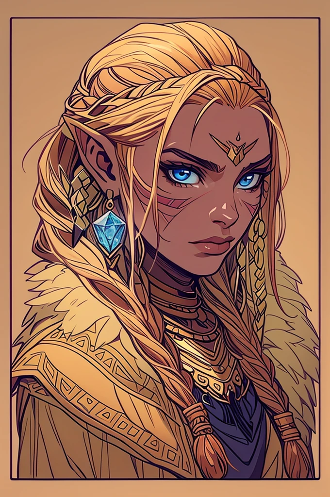 RPG! A female dragonborn, of the crystal race, with crystal scales, redheadwear, adolescent, crystal blue eyes, royalty, wearing a beige and rustic overcoat, with a pet fox and a fox collar.