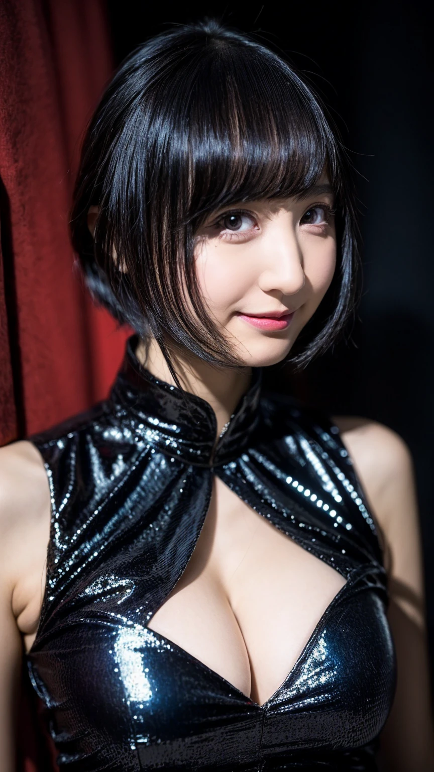 20-year-old, 8k, RAW Portrait (Japanese Girls), photo Realistic, Ultra-high resolution, Highest quality, Actual photo , dramatic, Atmospheric, Realistic,
One girl, a very beautiful Japanese Girls, Big Breasts,Glamorous shot of a girl, smile,Bobcut,Textured skin,Party Dresses,Sequined Dress,accessories,Dazzling,Sparkling,Standing,lips,Big and beautiful eyes,Rich,Hotel, Beautifully detailed nose,Big Breasts,View your viewers, 