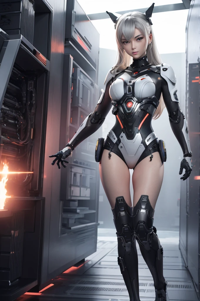 ultra-high resolution, best qualityer, photoshot, 8k, realisitic, UTOPIC TECHNOLOGICAL LANDSCAPE, WITH BIONIC MERCENARIES