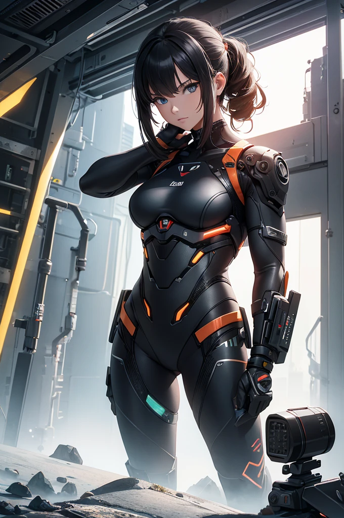 ultra-high resolution, best qualityer, photoshot, 8k, realisitic, UTOPIC TECHNOLOGICAL LANDSCAPE, WITH BIONIC MERCENARIES, grappling