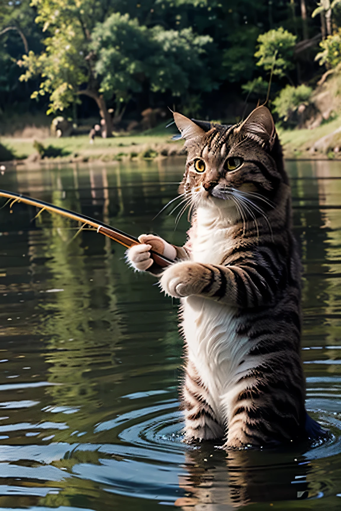 cartoon fishing cat