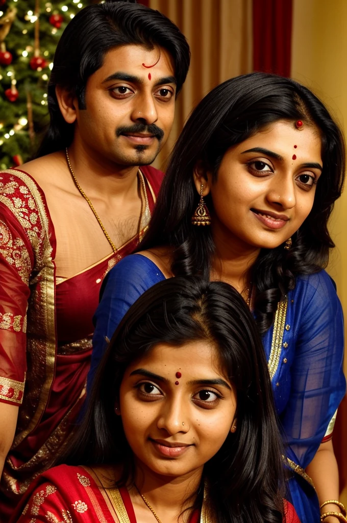 Illustrate the moment when Aniruddha and Dipali are talking. Dipali has a teasing smile, while Aniruddha looks curious and slightly defensive. The background should include elements of the family function, maintaining the festive mood.