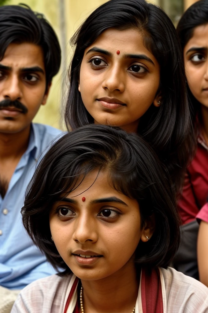 Illustrate Aniruddha being so engrossed in watching the young woman and the  that he doesn't notice his sister, Dipali, calling him. Dipali can be shown trying to get his attention, with an amused expression on her face. The family function continues in the background.