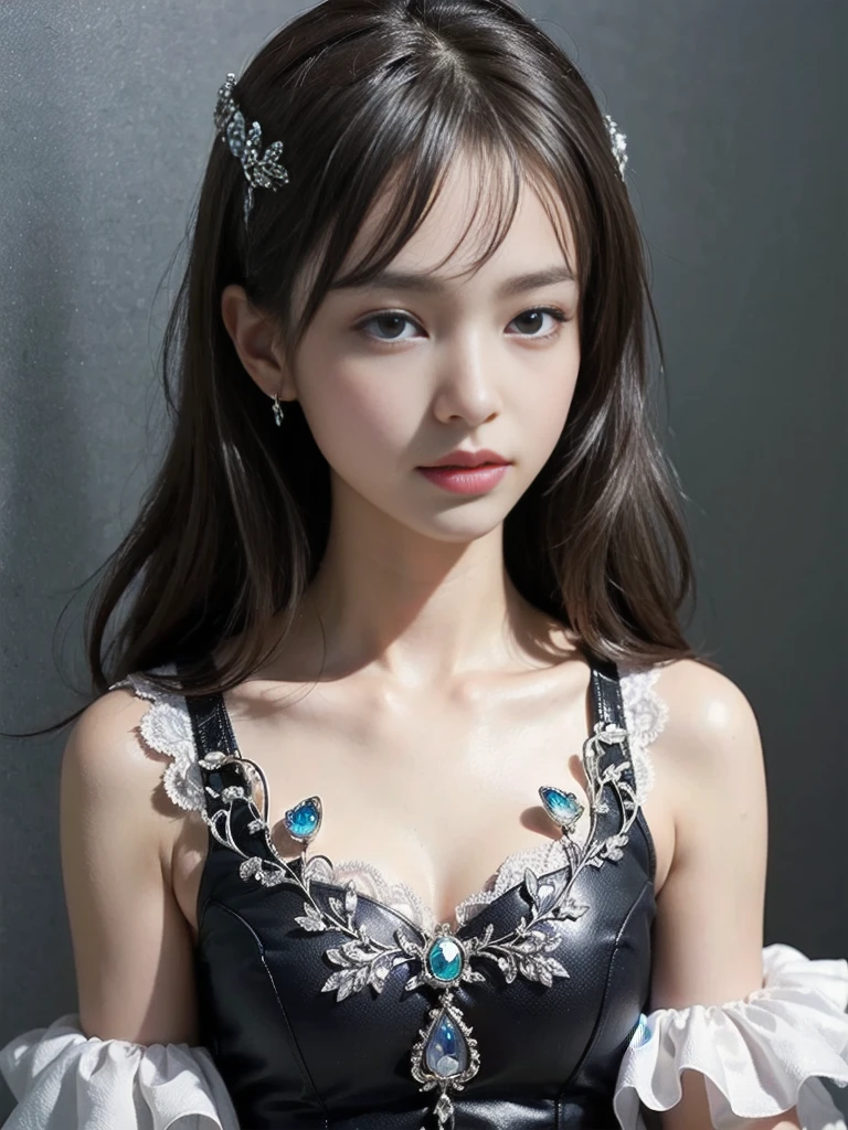 ((((highest quality))))、(((Ultra-precision CG16K wallpaper)))、(((masterpiece)))、(((Very detailed)))、(((Extreme detail)))、１people々&#39;woman、Mature woman、20 year old woman、((The Face of Japan))、((Very beautiful face))、(Shiny Hair)、Bangs up to eyebrows、Brown long hair、See-through bangs、Beautiful and delicate eyes、Brown eyes、Raise your eyebrows、High nose、Small nostrils、Small Mouth、Seductive lips、Open your mouth a little、Beautiful breasts、E cup size breasts、Cleavage、Plump body、perfect balance、Perfect Anatomy、Perfect composition、Beautiful subtle shadows、Beautiful natural light、Beautiful details sparkle、Depth of written border、(((High chroma)))、(((Genuine:1.9)))、((vivid:1.4))、((Beautiful Skin))、((Skin Texture))、((Genuine skin feel))、(((Cowboy Shot:1.5)))、((Front view angle:1.5))、((smile:1.4))、(The eyes that see me:1.5)、Dazzling sunlight、(((Park Square:1.3)))、(Standing pose:1.5)、(((Gal fashion clothes:1.5)))、