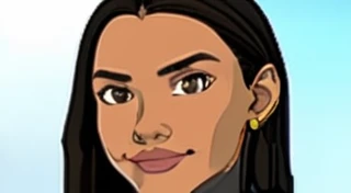 Maya is 18 year old indian girl. Maya stands tall at 70 inches (178 cm) and weighs 180 pounds (82 kg). Her chest measures 44 inches (112 cm), waist 38 inches (97 cm), and hips 46 inches (117 cm). She has intense hazel eyes that reflect her strong spirit, framed by thick, naturally arched eyebrows. Her broad and prominent nose adds to her distinctive look. Maya's full, expressive lips often wear a confident smile. Her medium-sized ears are adorned with simple earrings. Her thick, wavy, dark brown hair is often styled in a loose bun. Her deep tan skin tone gives her a powerful presence. Maya's tall and robust build commands attention, and her warm smile makes her approachable and friendly