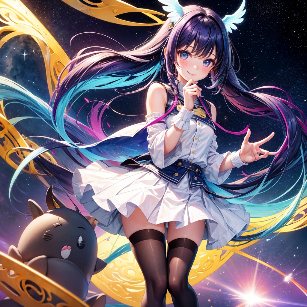 Best Quality,Young Girl, girl,,Clothing of the future,Young,Light novel,Elementary school girl,Beautiful girls,infinite possibilities,8K,Perfectly portrayed,Space Girl,Multicolored Hair,smile,High quality,new,Absurd,colorful,masterpiece,Long Hair,Sparkling,Horny girl,Naughty Girls,Angel,Perfect Face,strongest,mini skirt,tights,stylish,