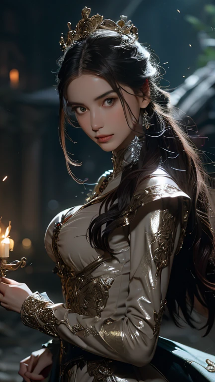 Portrait of a Spiritual Goddess, 1 Sexy Woman, Big swinging bust, complicated, elegant, Very detailed, Digital Painting, artステーション, コンセプトart, Smooth, Sharp focus, shape, artジャム、Greg Rutkowski、Alphonse Mucha、William Adolphe Bouguereau、art:Stephanie Law , Magnificent royal background, large crown, Royal Jewel, robot, nature, Full Shot, Symmetric, Greg Rutkowski, Charlie Bowwater, beep, Unreal 5, Surreal, Dynamic Lighting, ファンタジーart, complicatedな色, Colorful magic circle, flash, Lightning, Light, Shining castle