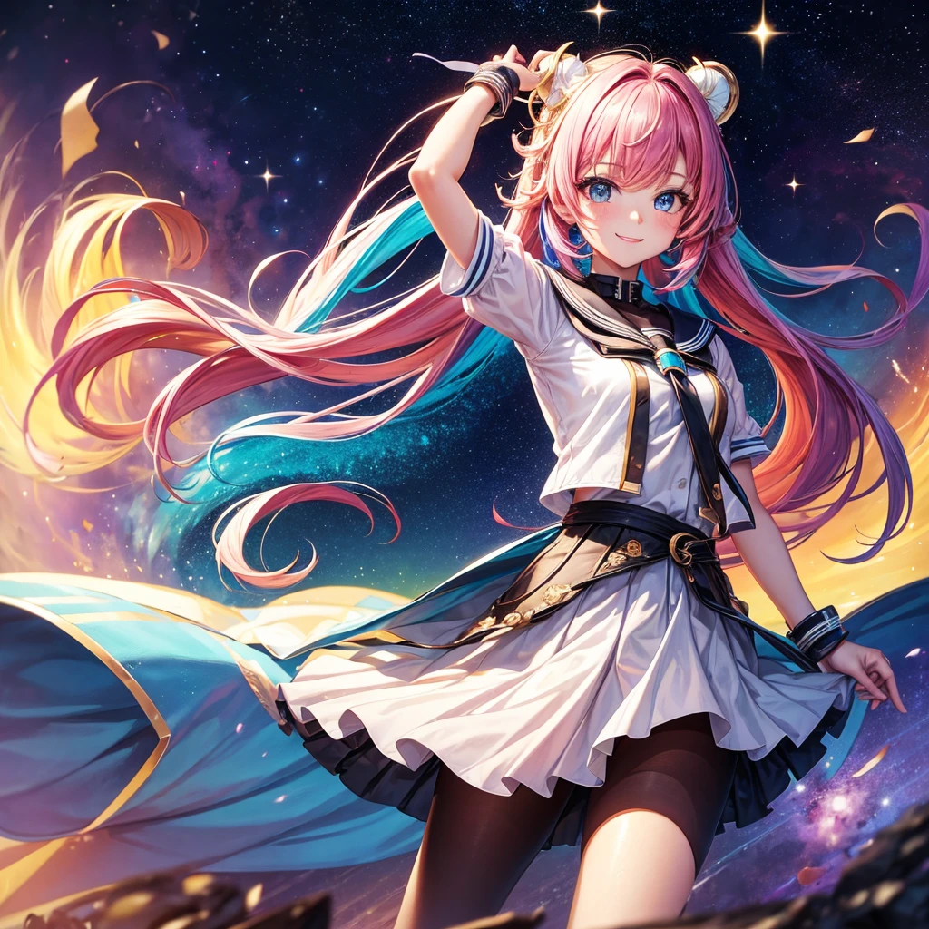 Best Quality,Young Girl, girl,,Clothing of the future,Young,Light novel,Elementary school girl,Beautiful girls,infinite possibilities,8K,Perfectly portrayed,Space Girl,Multicolored Hair,smile,High quality,new,Absurd,colorful,masterpiece,Long Hair,Sparkling,Horny girl,Naughty Girls,Angel,Perfect Face,strongest,mini skirt,tights,stylish,