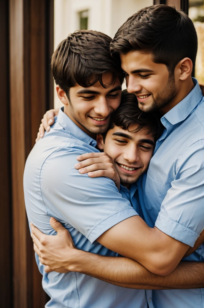 Brothers hugging together