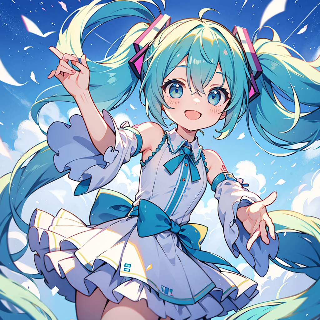 One Girl、hatsune miku、Twin tails、smile、colorful、Lovely、aster&#39;Attention-grabbing works、Highest quality、Perfect Face