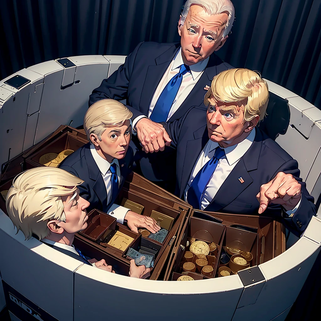 Joe Biden and Donald Trump in the political battle box.