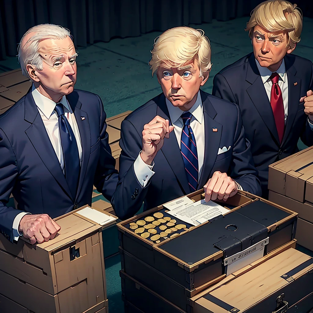 Joe Biden and Donald Trump in the political battle box.