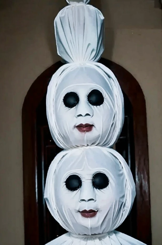 ((best quality)), ((masterpiece)), (detailed), pocong. malaysia ghost. pocong ghost. scary face.